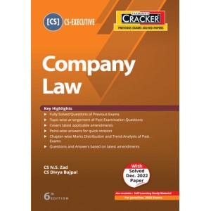 Taxmann's Cracker on Company Law for CS Executive June 2023 Exam [New Syllabus] by N. S. Zad, Divya Bajpai